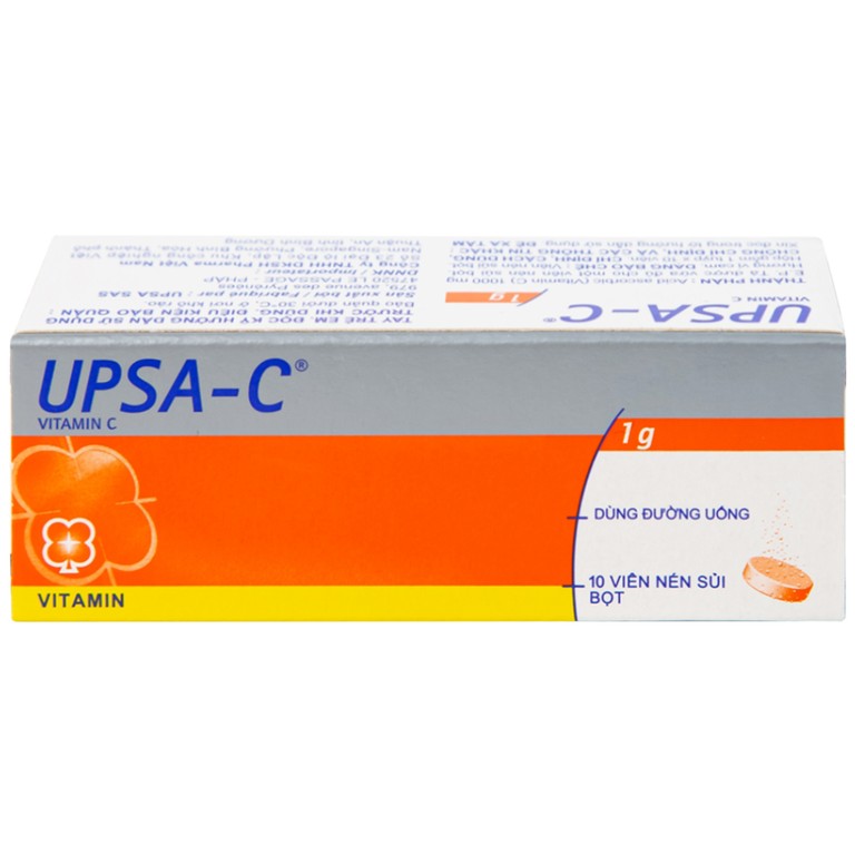 Viên sủi UPSA-C UPSA SAS hỗ trợ điều trị tình trạng thiếu hụt vitamin C (10 viên)