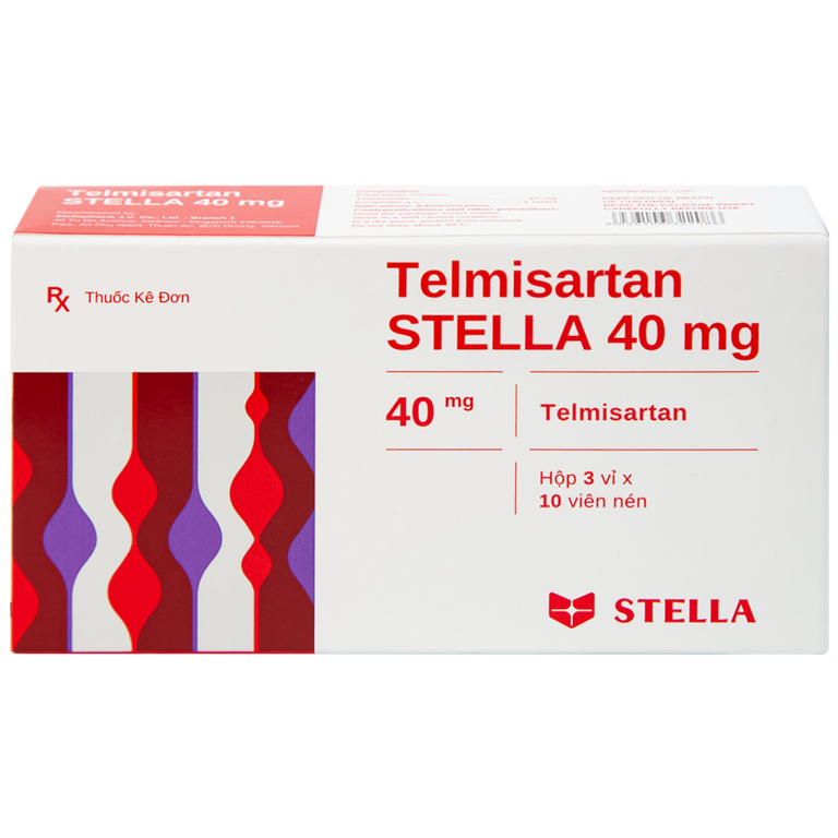 Thuốc Telmisartan Stella 40mg điều trị tăng huyết áp, phòng ngừa tim mạch (3 vỉ x 10 viên) 