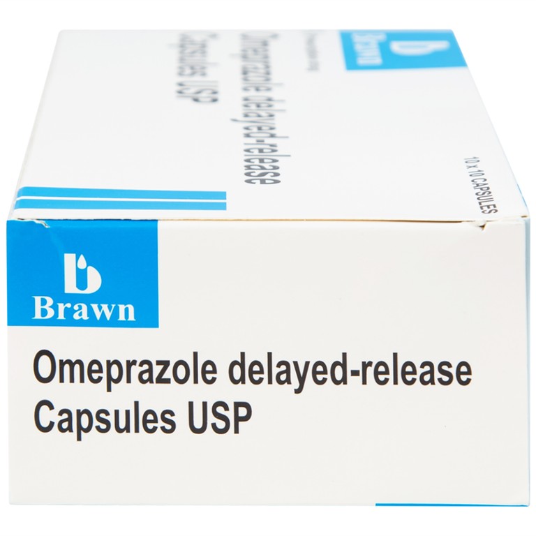 Viên nang Omeprazole Delayed Release Brawn điều trị loét dạ dày tá tràng (10 vỉ x 10 viên)