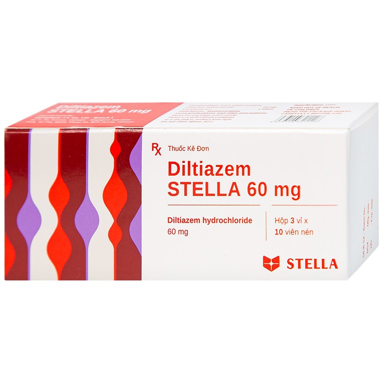 Thuốc Diltiazem Stella 60mg điều trị và dự phòng cơn đau thắt ngực (3 vỉ x 10 viên)
