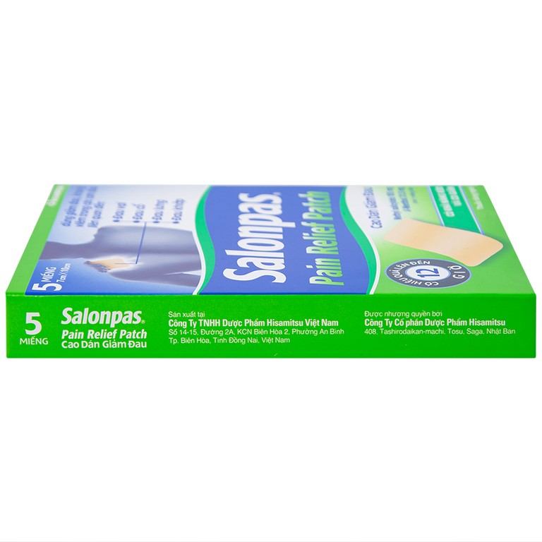 Cao dán giảm đau Salonpas Pain Relief Patch dùng trong các cơn đau vai, đau cổ (7cm x 10 cm - 5 miếng)