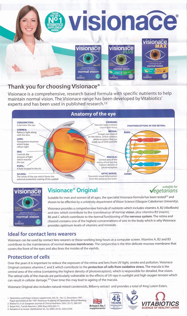 Viên uống Visionace Original Vitabiotics bổ sung vitamin, khoáng chất, lutein, hỗ trợ cải thiện thị lực (2 vỉ x 15 viên)