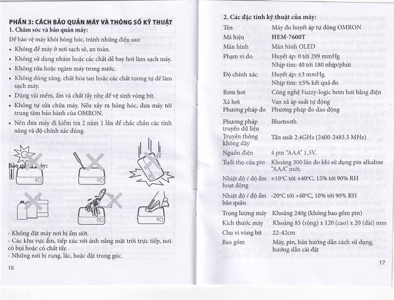 Máy đo huyết áp bắp tay cao cấp không dây Omron HEM-7600T