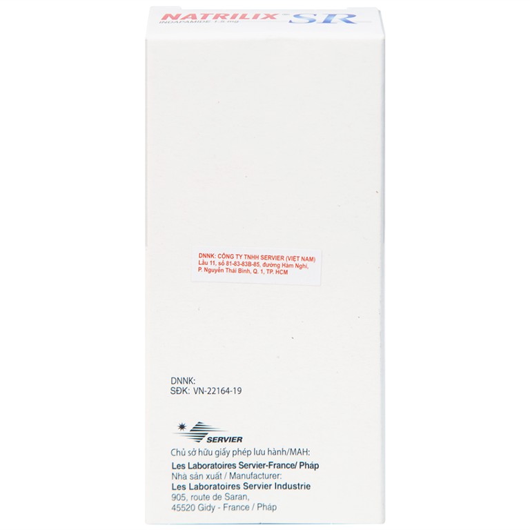 Viên nén Natrilix SR Servier điều trị tăng huyết áp nguyên phát (3 vỉ x 10 viên)