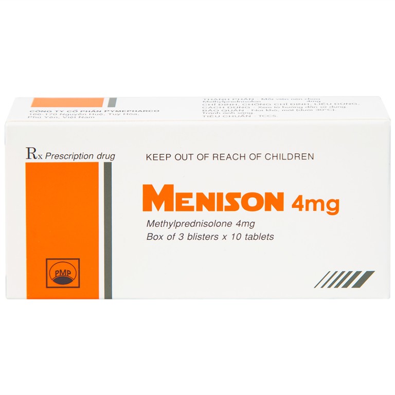Thuốc Menison 4mg Pymepharco điều trị rối loạn nội tiết, viêm khớp, bệnh collagen (3 vỉ x 10 viên)