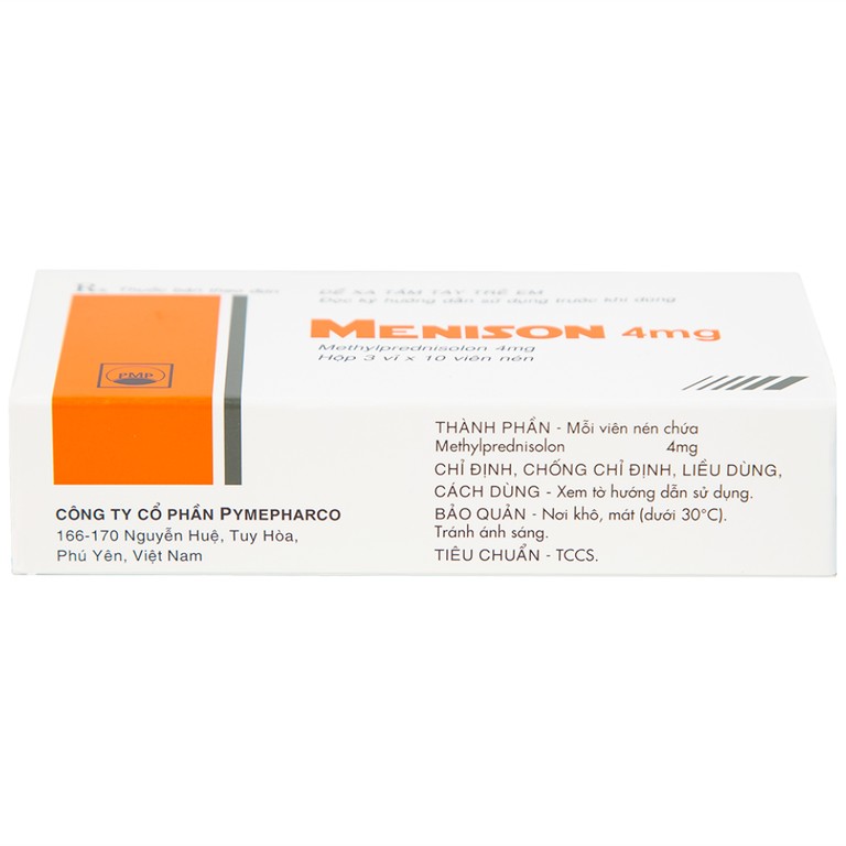 Thuốc Menison 4mg Pymepharco điều trị rối loạn nội tiết, viêm khớp, bệnh collagen (3 vỉ x 10 viên)