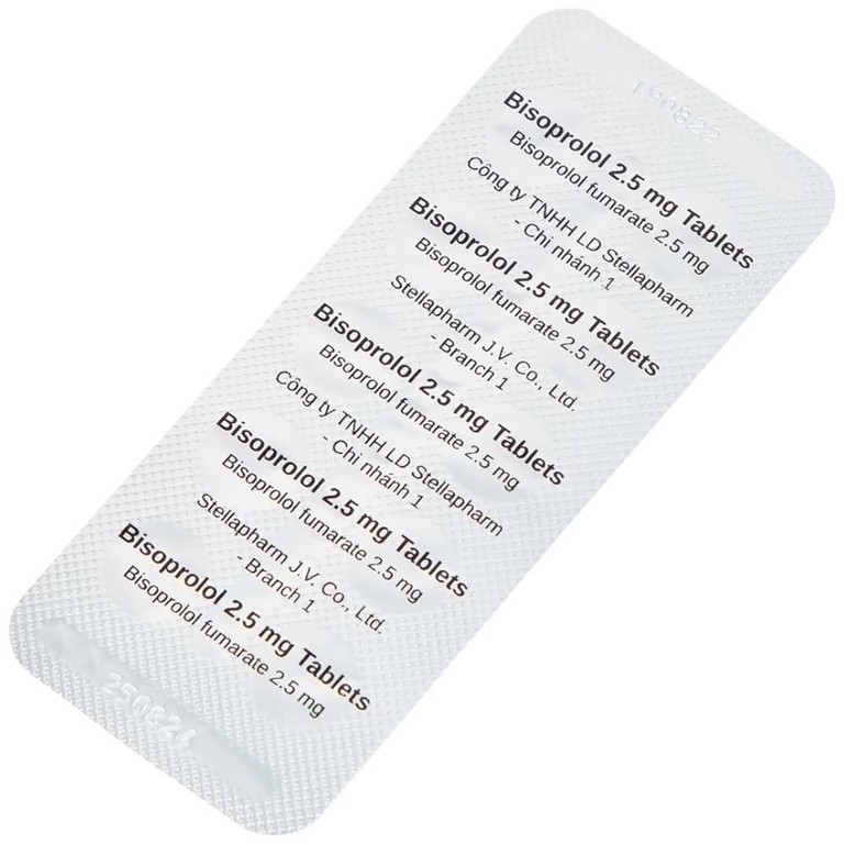 Thuốc Bisoprolol 2.5mg Tablets Stella điều trị tăng huyết áp, đau thắt ngực mạn tính ổn định (3 vỉ x 10 viên)