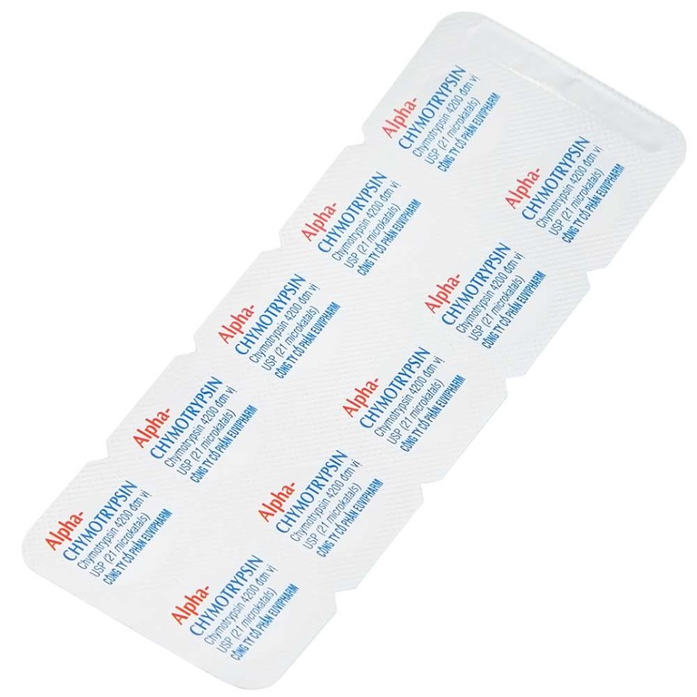 Thuốc Alpha-Chymotrypsin Euvipharm điều trị phù nề sau chấn thương, phẩu thuật, bỏng (2 vỉ x 10 viên)