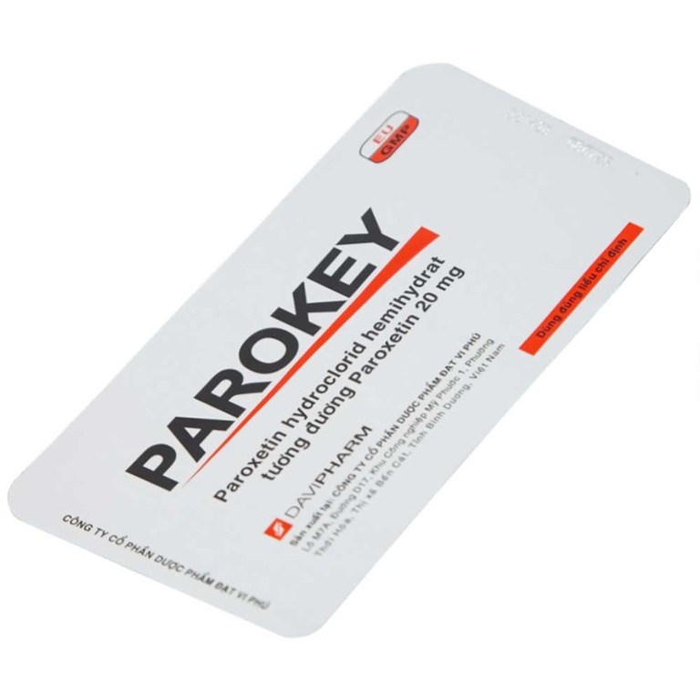 Viên nén Parokey 20mg DaViPharm điều trị trầm cảm, rối loạn ám ảnh cưỡng bức (3 vỉ x 10 viên) 
