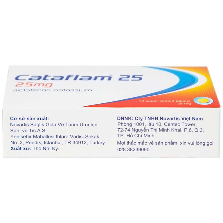 Thuốc Cataflam 25 Novartis điều trị đau sau chấn thương, viêm và sưng do bong gân (1 vỉ x 10 viên)