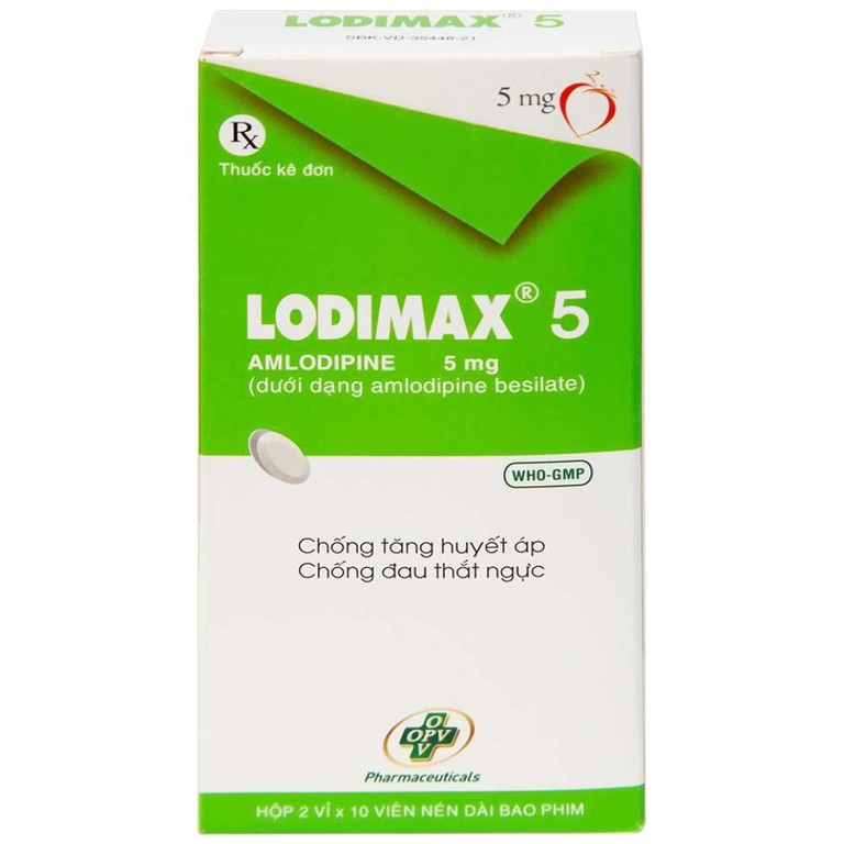 Viên nén Lodimax 5 OPV Pharma chống tăng huyết áp, đau thắt ngực (2 vỉ x 10 viên) 