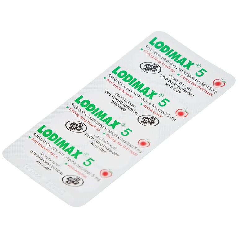 Viên nén Lodimax 5 OPV Pharma chống tăng huyết áp, đau thắt ngực (2 vỉ x 10 viên) 