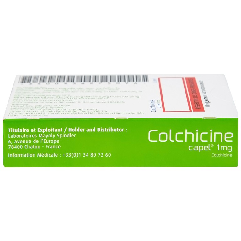 Thuốc Colchicine Capel 1mg Mayoly Spindler phòng ngừa và điều trị cơn gút cấp (20 viên)