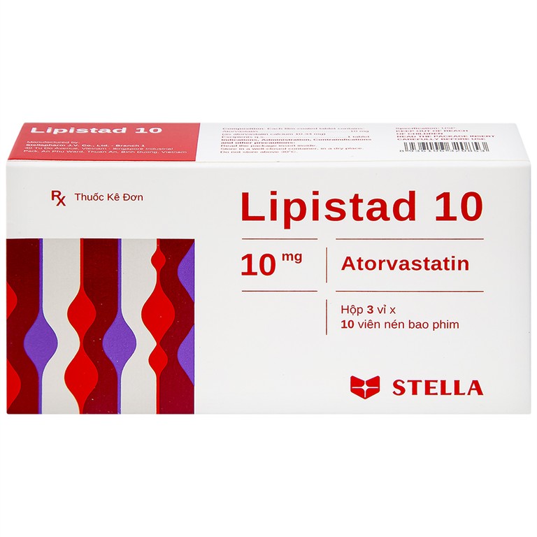 Viên nén Lipistad 10 Stella điều trị tăng cholesterol máu (3 vỉ x 10 viên)