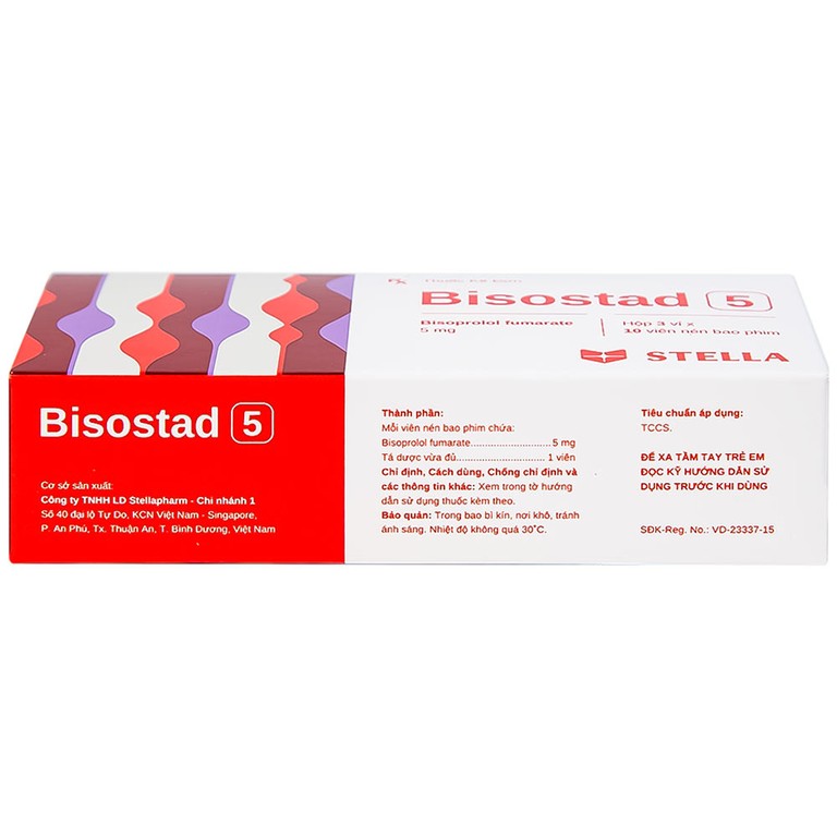 Thuốc Bisostad 5 Stella điều trị tăng huyết áp và đau thắt ngực (3 vỉ x 10 viên)