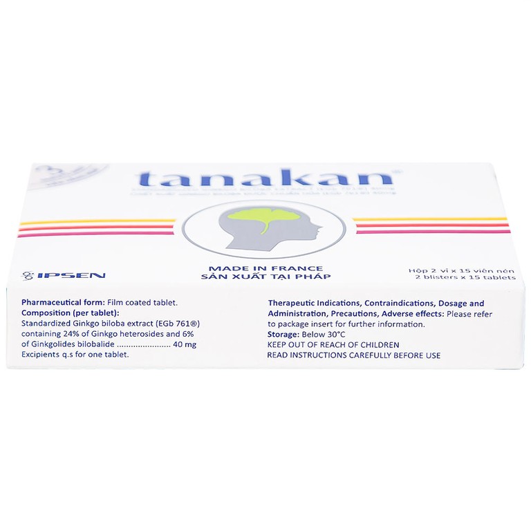 Thuốc Tanakan điều trị triệu chứng rối loạn nhận thức, rối loạn chú ý và trí nhớ (2 vỉ x 15 viên)