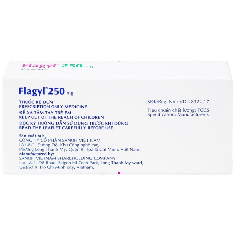 Thuốc Flagyl 250mg Sanofi điều trị nhiễm khuẩn (2 vỉ x 10 viên)