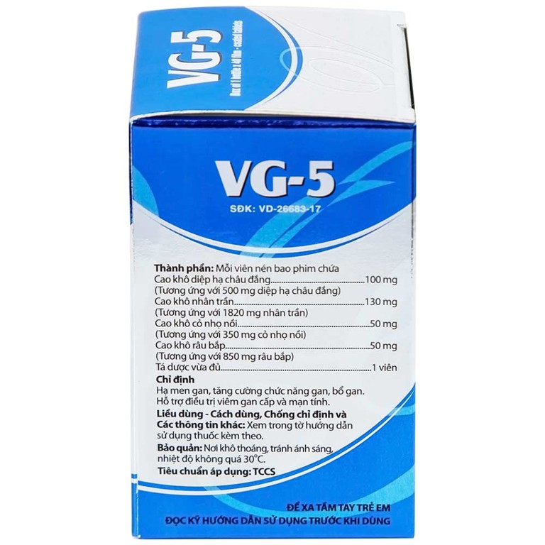 Thuốc VG-5 Danapha điều trị hạ men gan, viêm gan (40 viên) 