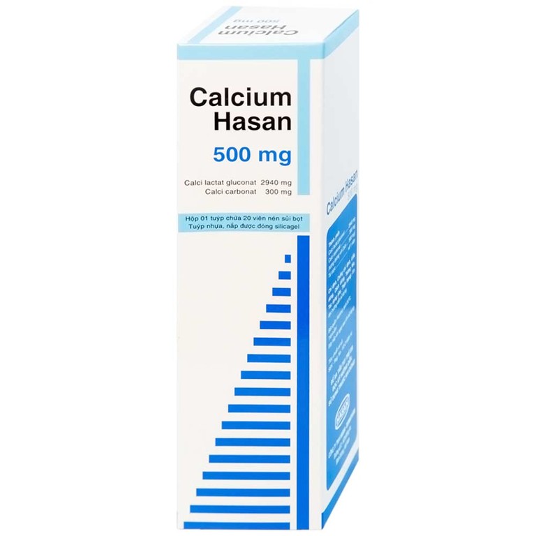Viên sủi Calcium Hasan 500mg phòng và hỗ trợ điều trị bệnh loãng xương (20 viên)