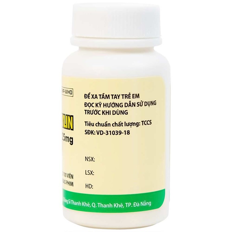 Thuốc Amitriptylin 25mg Danapha điều trị trầm cảm (100 viên)