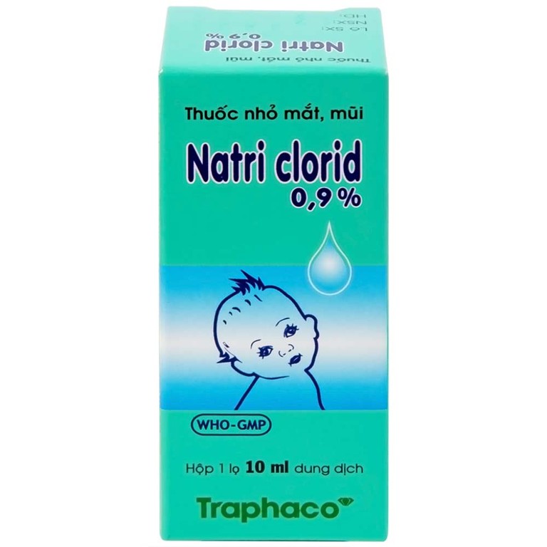 Thuốc nhỏ mắt, mũi Natri Clorid 0,9% Traphaco giảm nghẹt mũi, chảy mũi, viêm mũi dị ứng (10ml)