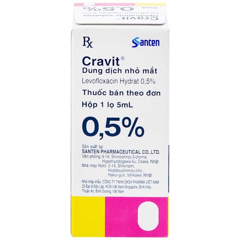 Thuốc nhỏ mắt Cravit 0.5% Santen điều trị viêm bờ mi, viêm túi lệ, lẹo (5ml)