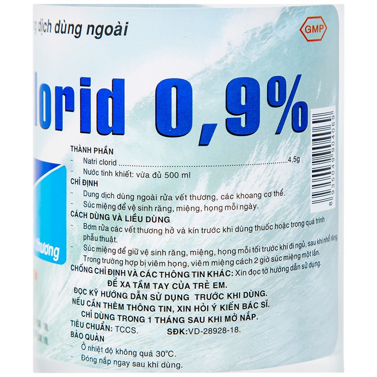 Dung dịch dùng ngoài Natri Clorid 0,9% Pharmedic vệ sinh răng, miệng, họng (500ml)