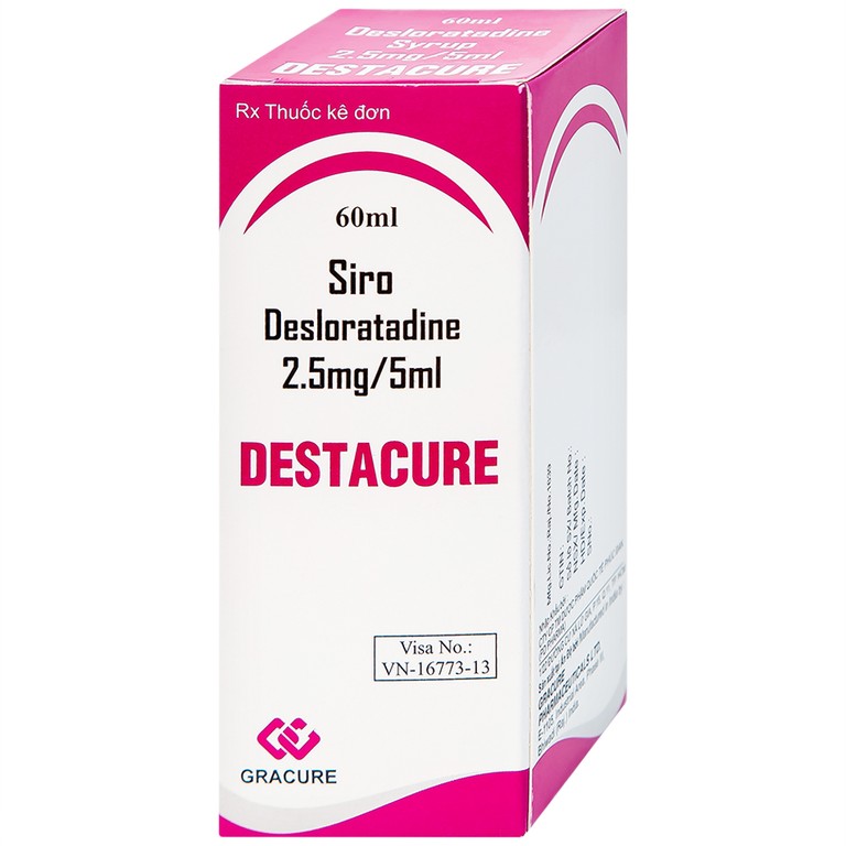 Siro Destacure 2.5mg/5ml Gracure điều trị viêm mũi dị ứng theo mùa và lâu năm, mày đay tự phát mãn tính (60ml)