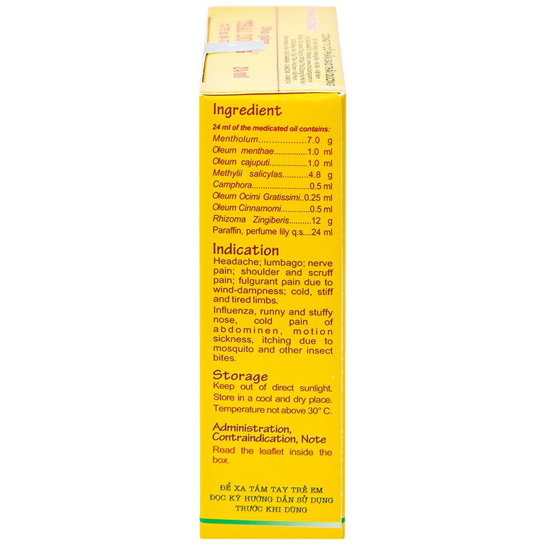 Dầu gừng Thái Dương điều trị đau đầu, đau lưng, đau dây thần kinh vai gáy (24ml)