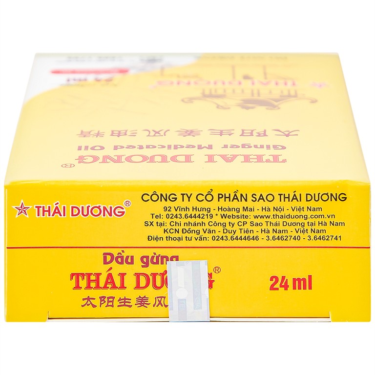 Dầu gừng Thái Dương điều trị đau đầu, đau lưng, đau dây thần kinh vai gáy (24ml)