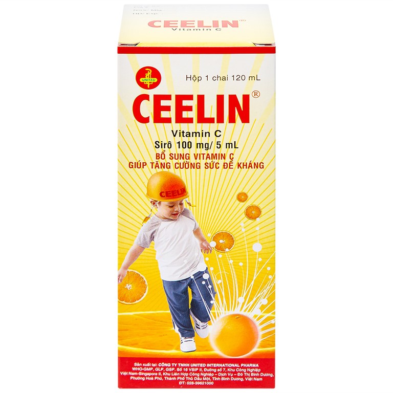 Siro Ceelin United bổ sung vitamin C, tăng cường sức đề kháng (120ml)