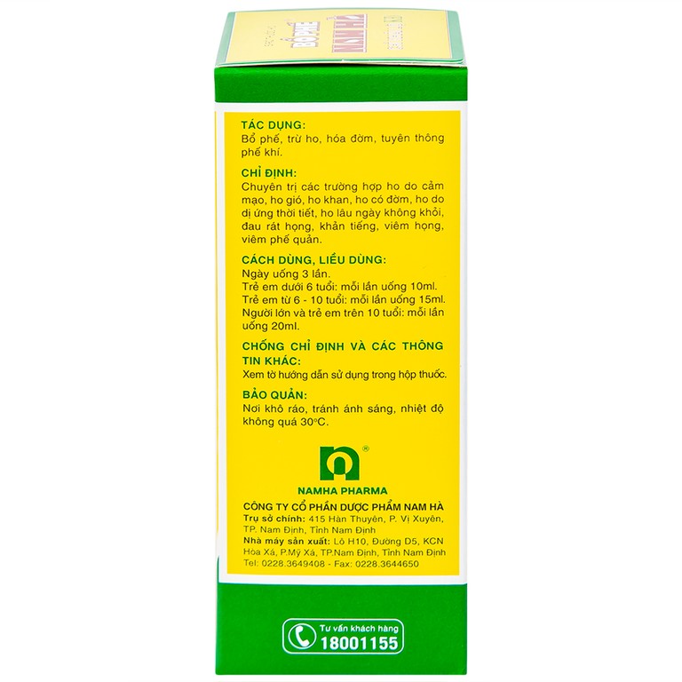 Siro thuốc ho Bổ Phế Nam Hà Chỉ Khái Lộ KĐ chuyên trị ho do cảm mạo, ho gió, ho khan, ho có đờm (125ml)