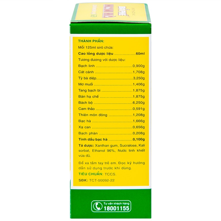 Siro thuốc ho Bổ Phế Nam Hà Chỉ Khái Lộ KĐ chuyên trị ho do cảm mạo, ho gió, ho khan, ho có đờm (125ml)