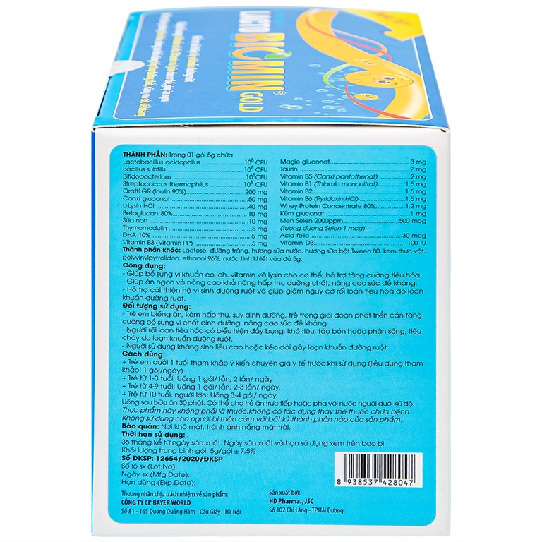 Cốm Lacto Biomin Gold hỗ trợ cải thiện hệ vi khuẩn đường ruột (20 gói)