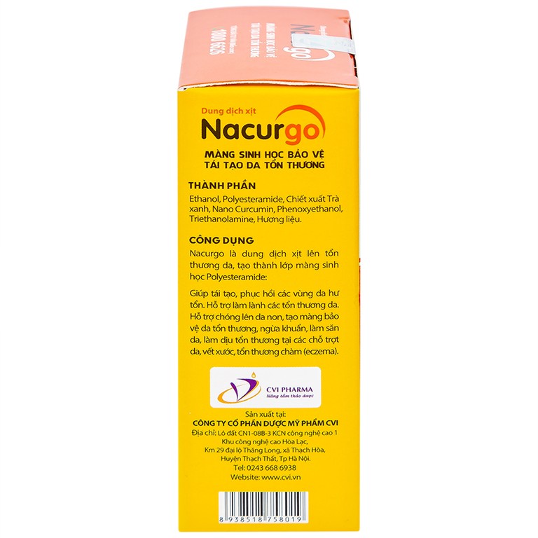 Dung dịch xịt Nacurgo Newtech tạo màng sinh học và bảo vệ da tổn thương (12ml)