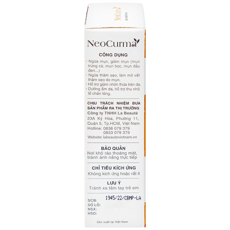 Gel Nghệ Nano NeoCurma ngừa mụn, ngừa sẹo, mờ vết thâm (20g)