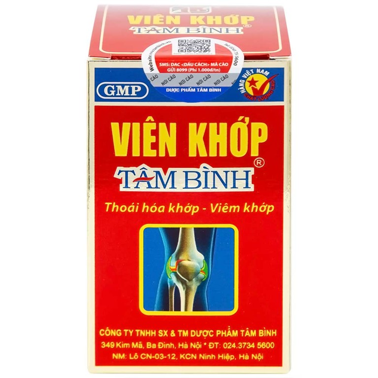 Viên khớp Tâm Bình hỗ trợ giảm các triệu chứng của thoái hóa khớp, viêm khớp (60 viên)