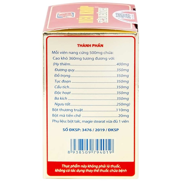 Viên khớp Tâm Bình hỗ trợ giảm các triệu chứng của thoái hóa khớp, viêm khớp (60 viên)