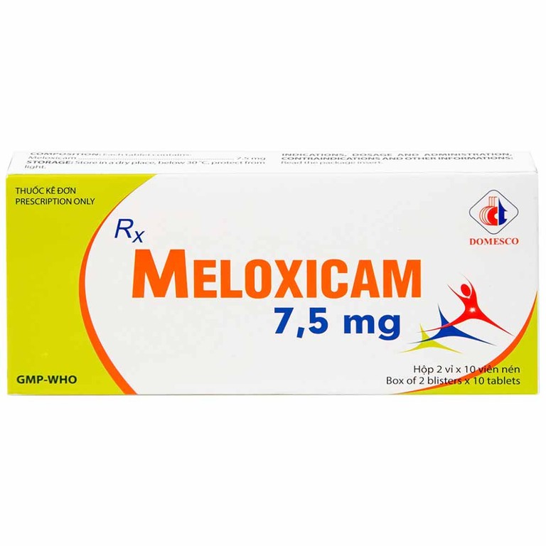 Thuốc Meloxicam 7.5mg điều trị viêm xương khớp, viêm cột sống (2 vỉ x 10 viên)