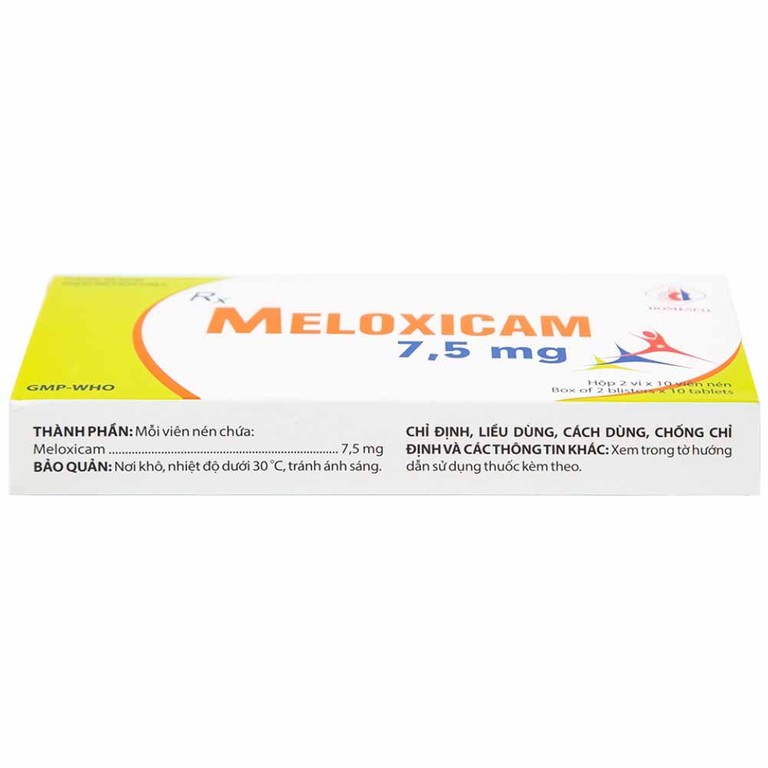 Thuốc Meloxicam 7.5mg điều trị viêm xương khớp, viêm cột sống (2 vỉ x 10 viên)