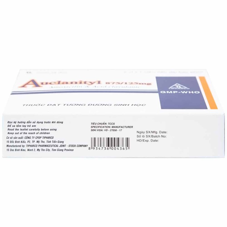 Thuốc  Auclanityl 875/125mg Tipharco điều trị nhiễm khuẩn (2 vỉ x 7 viên)