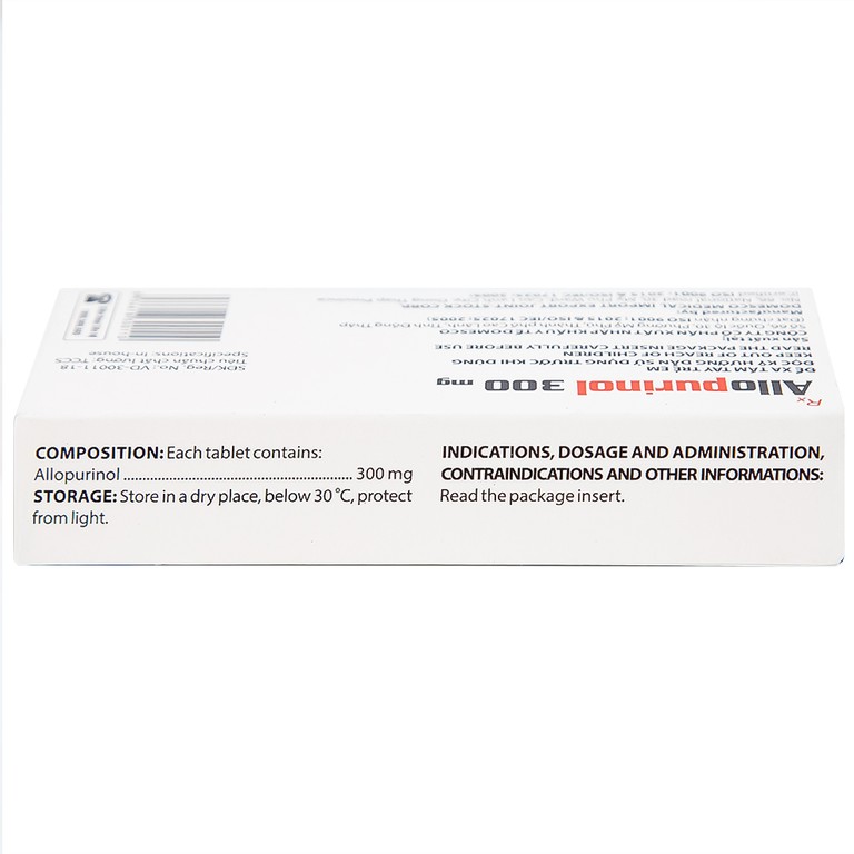 Thuốc Allopurinol 300mg Domesco điều trị tăng acid uric máu, sỏi thận (2 vỉ x 10 viên)