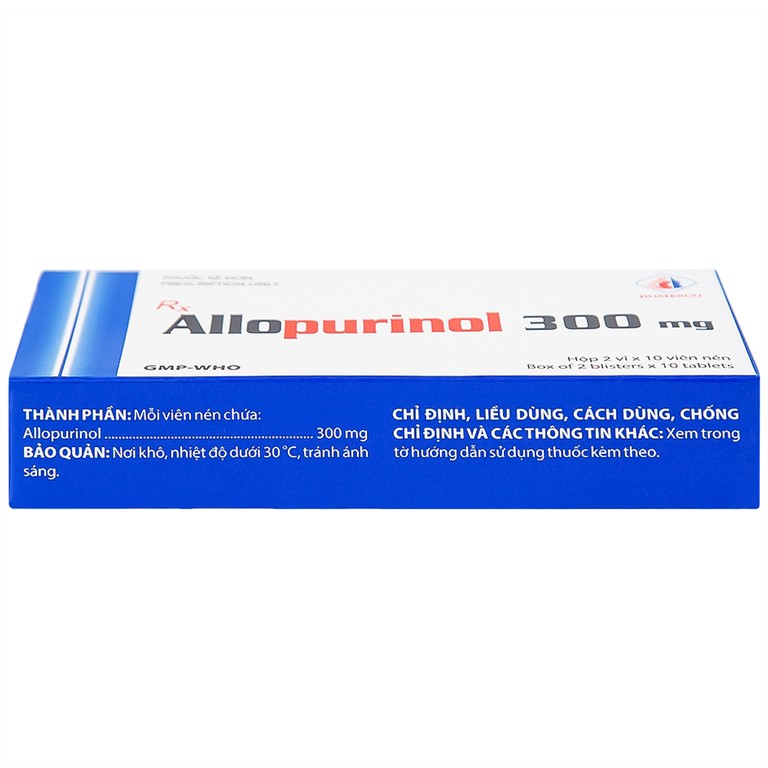 Thuốc Allopurinol 300mg Domesco điều trị tăng acid uric máu, sỏi thận (2 vỉ x 10 viên)