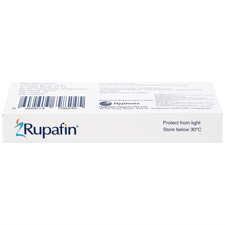 Thuốc Rupafin 10mg Hyphens điều trị viêm mũi dị ứng, nổi mày đay (1 vỉ x 10 viên)