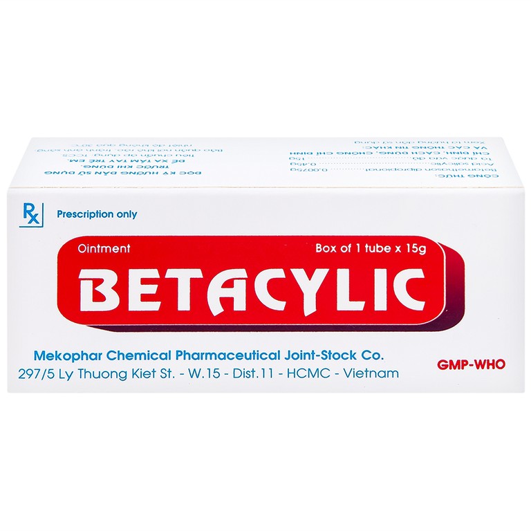 Thuốc mỡ bôi da Betacylic Mekophar điều trị bệnh vẩy nến, vảy da dầu (15g)