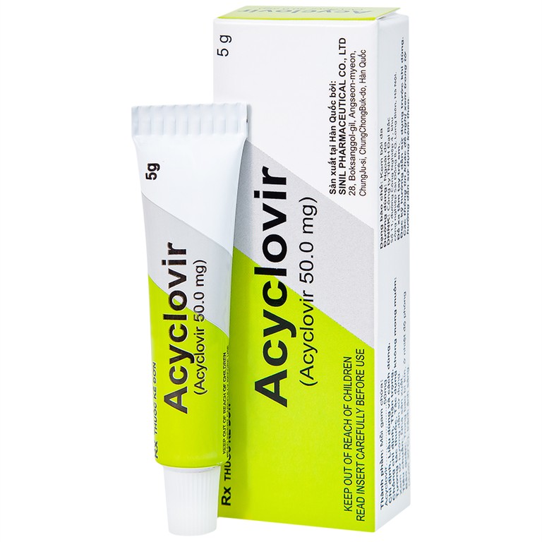 Kem bôi da Acyclovir Sinil điều trị nhiễm virus Herpes simplex (5g)