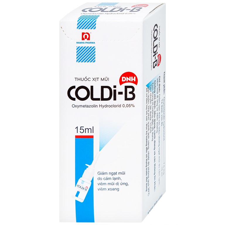 Thuốc xịt mũi Coldi-B Nam Hà giảm ngạt mũi do cảm lạnh, viêm mũi dị ứng, viêm xoang (15ml)