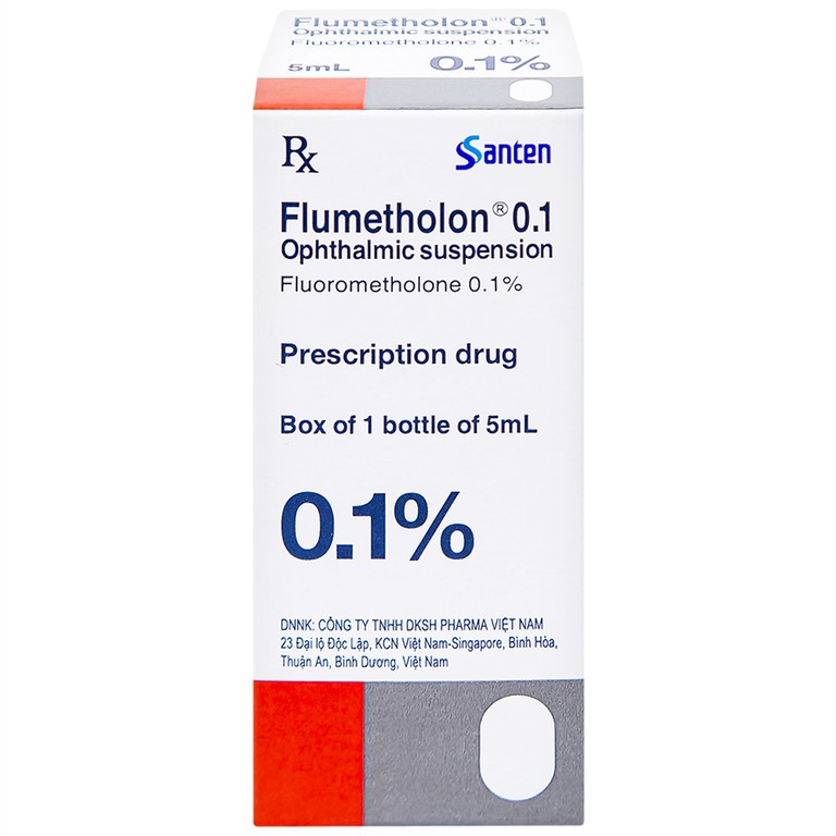 Hỗn dịch nhỏ mắt Flumetholon 0.1% Santen điều trị các bệnh viêm phía ngoài mắt (5ml)