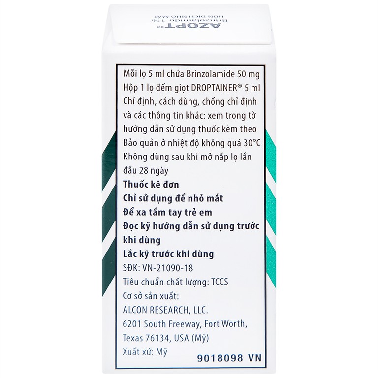 Thuốc nhỏ mắt Azopt Alcon điều trị tăng nhãn áp, glôcôm góc mở (5ml)