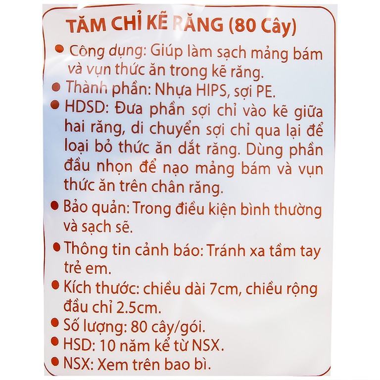 Tăm chỉ kẽ răng Jomi Disposable Flosser làm sạch mảng bám, vụn thức ăn trong kẽ răng (80 cây)